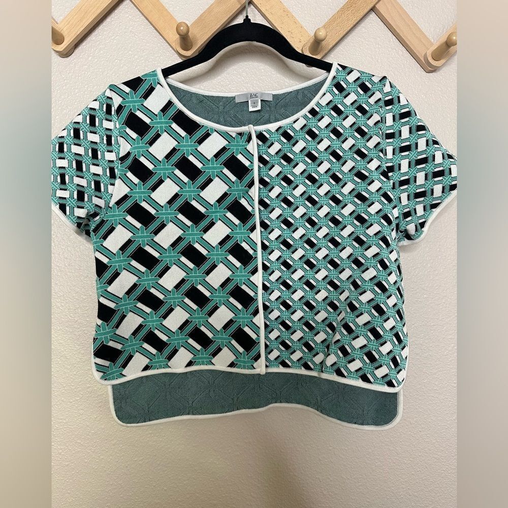Zac Posen Short Sleeve Sweater Button Down Sz S